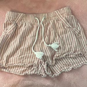 Pink and white striped shorts